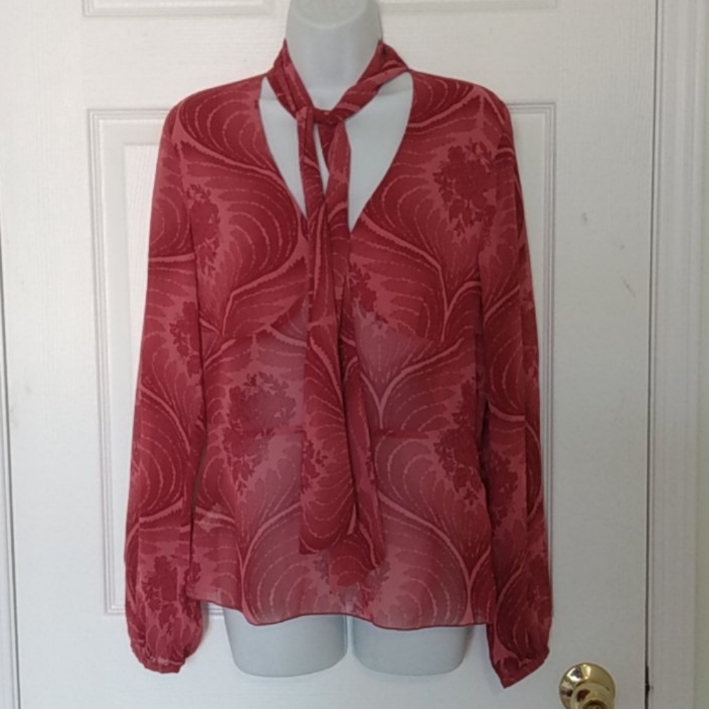 ESPRIT Collection Floral Sheer Top Blouse M